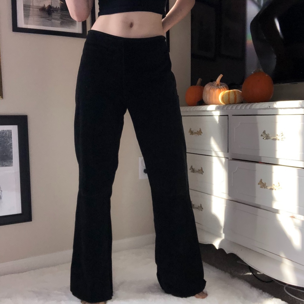 Black Real Suede Mid Rise Pants 29
